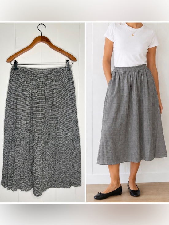 Agnes B. Dresses & Skirts - Agnes B. Paris Black White Gingham Seersucker Skirt Lightweight Small Cotton